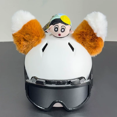 Motorcycles, Cute Plush Doll | Dəbilqə (Kaska) aksesuarları - brown-ears-and-white-tips-wind
