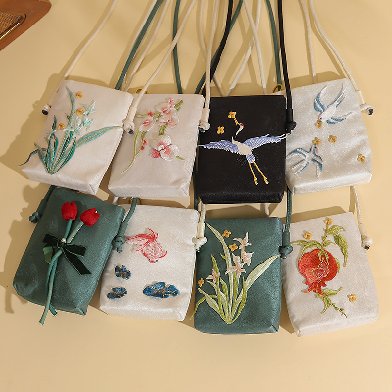 立体绣花手机包手提包  中国风旗袍宴会汉服手提包  绣花单肩包现