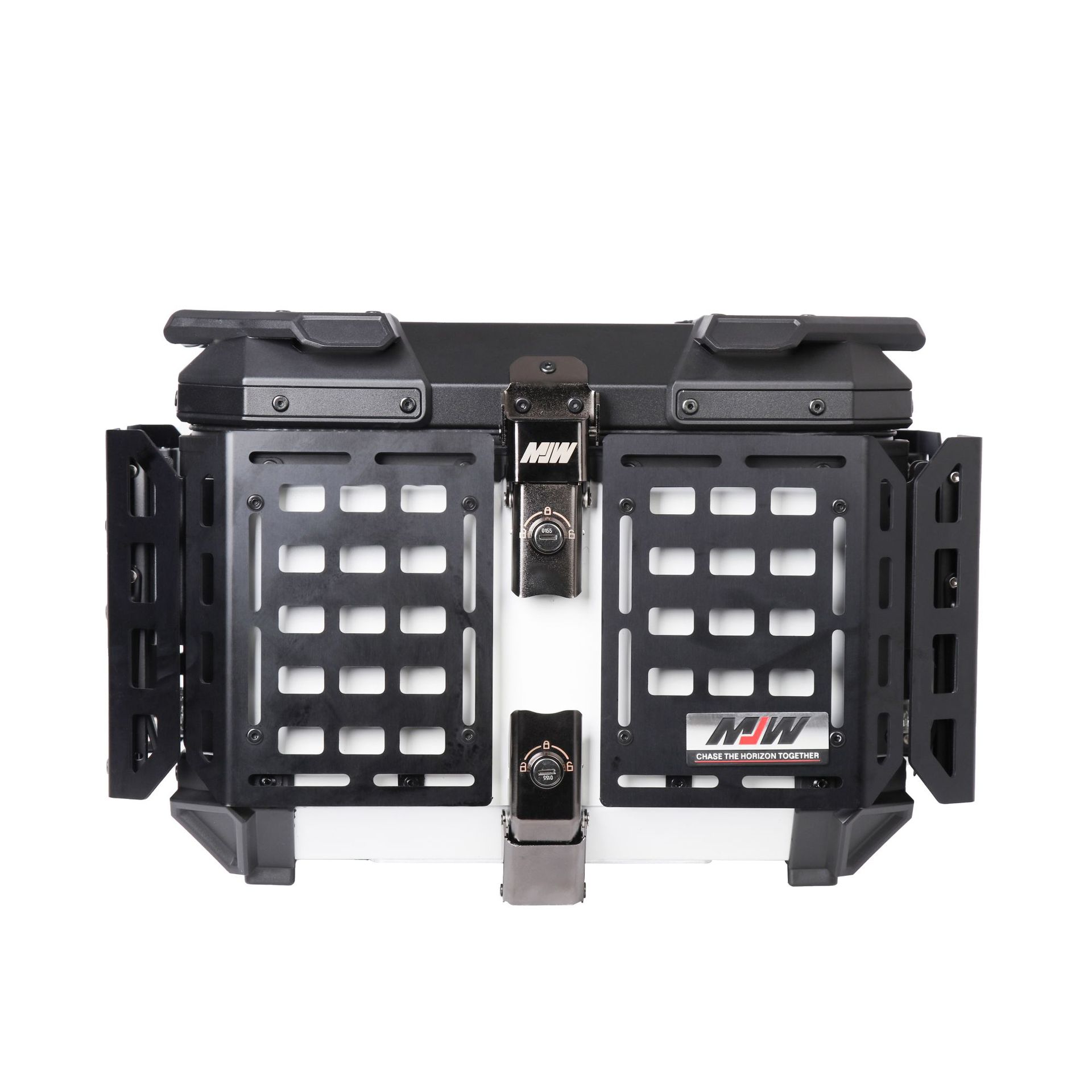 45L blindado multifuncional negro y blanco aleación de aluminio cajas traseras de motocicleta cajas traseras de scooter Maverick coche eléctrico baúl