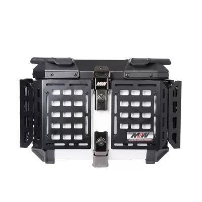 Armored Black and White Aluminum: Motorcycle trunk