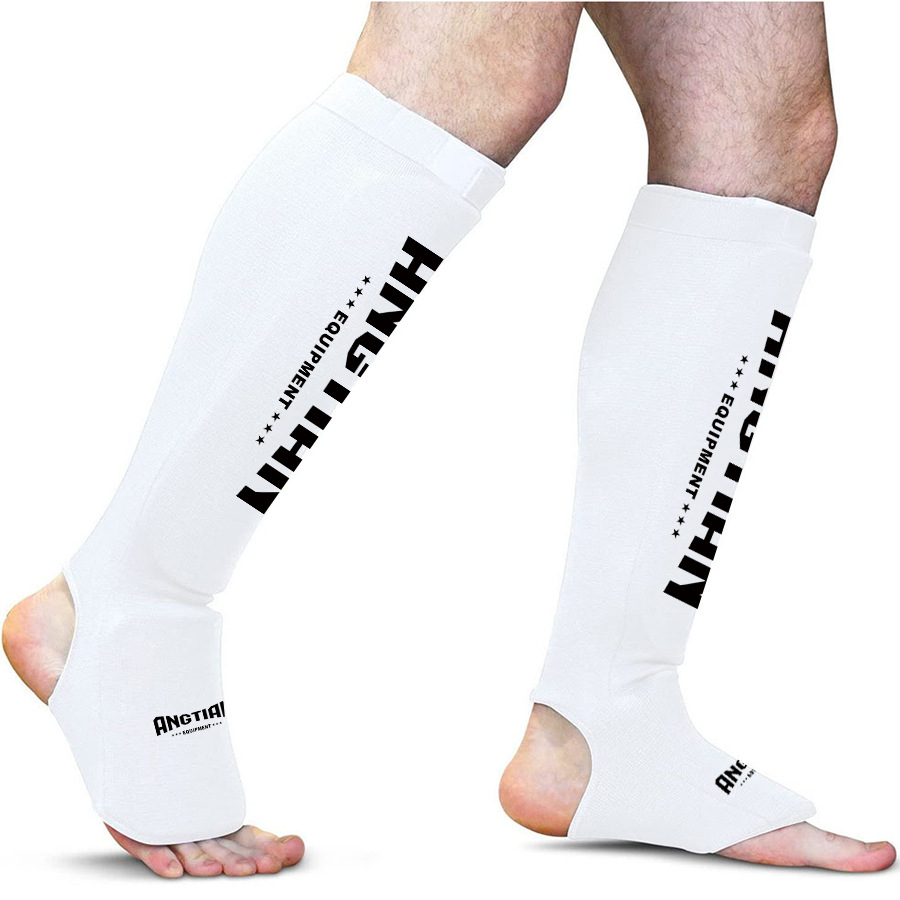 Fábrica Angtian personalizada de tejido para proteger las piernas de lucha Sanda Boxeo Muay Thai profesional para proteger las piernas