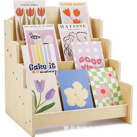 木质家用儿童绘本收纳架阶梯式置物架木制储物架多层家用收纳架