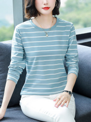 早秋季新款女上衣中老年妈妈长袖t恤女装棉宽松遮肚洋气打底衫