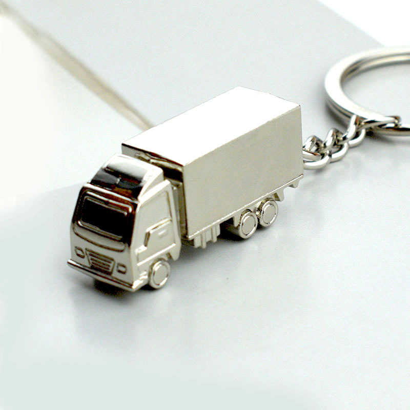 Creative Metal Keychain Pendant Mini Truck Keychain with Engraving Company Logo; Small Gift