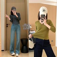闪闪专属！定纺软糯羊毛短款上衣半门襟拉链显瘦连帽卫衣602994