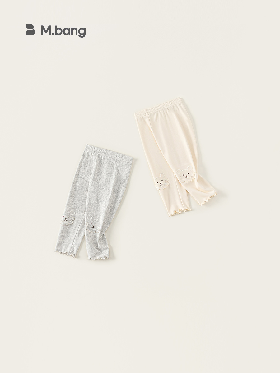 Youbao ropa para niños pantalones para niñas primavera nuevo color sólido lindo animal bordado orejas de madera leggings para bebés