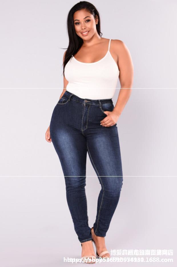 Ladies big size jeans Fat women plus tro...