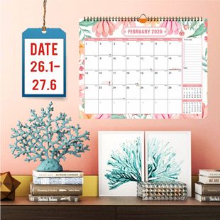 English Version Amazon's Popular 26.1-27.6 Wall Calendar 18 Months Ready-Made Monthly Calendar Printing Export Calendar Pendant