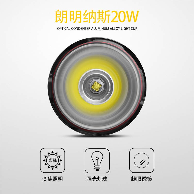 Blanco láser de alta potencia linterna de luz fuerte iluminación del hogar al aire libre de carga remota portátil telescópica proyector linterna