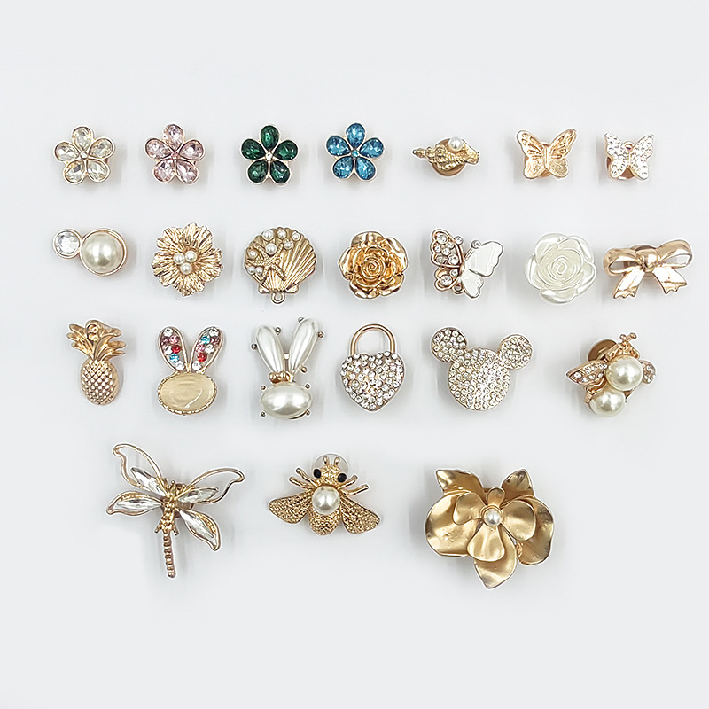 Serie de oro metálico DIY agujero zapatos hebilla mezcla accesorios de joyas de cadena de bolas