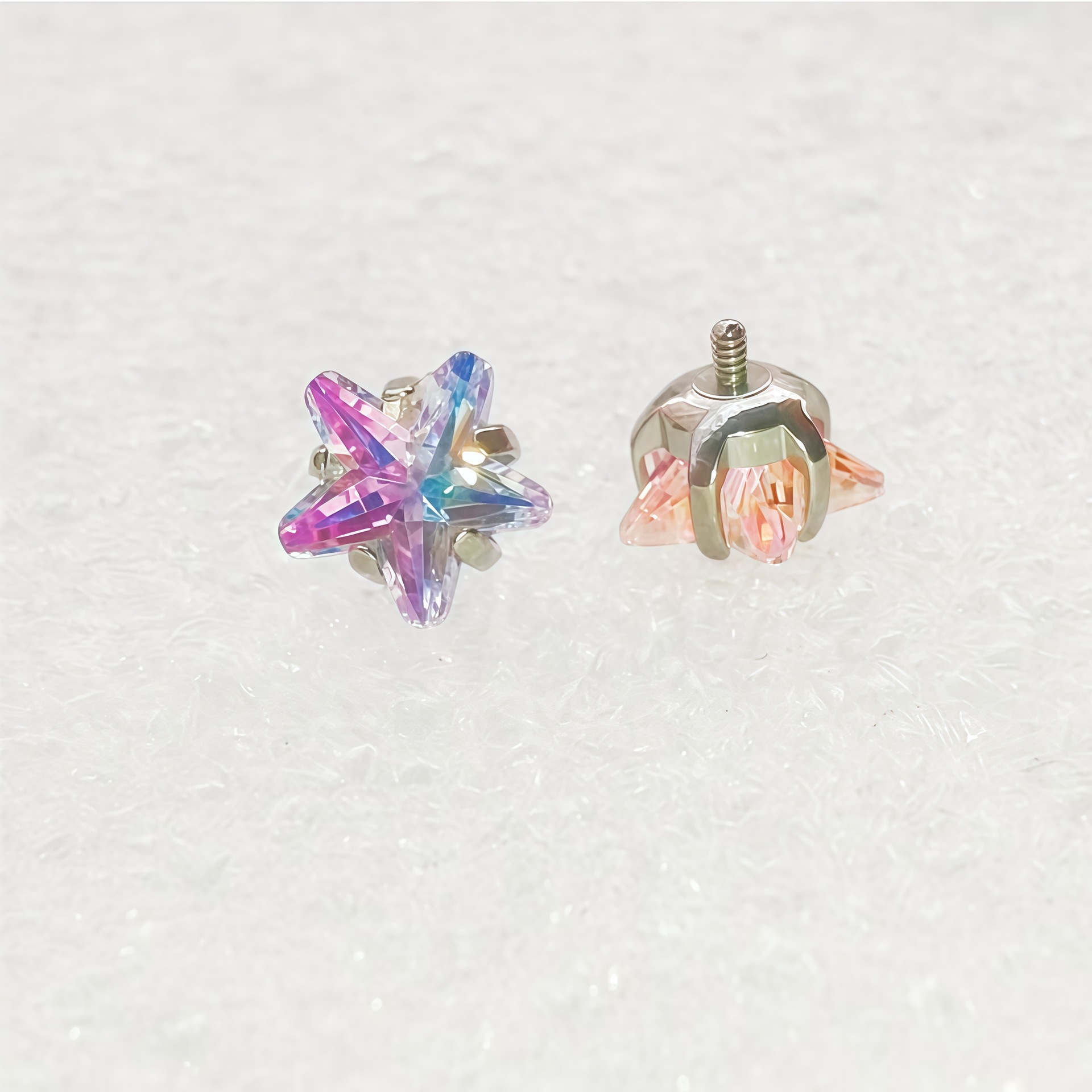 F136 Titanium Alloy Sparkling Zircon Five-Pointed Star Earrings Lip Studs Ear Piercing Jewelry detail image 7