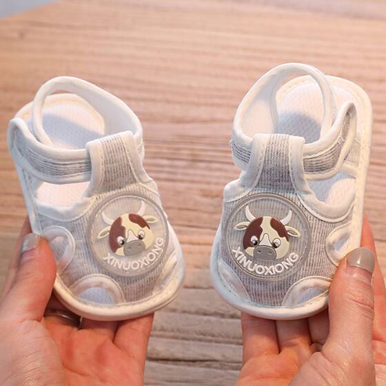 Summer 0-1 year old baby sandals 6-12 months baby boys and girls toddler shoes tendon soft soled velcro step shoes