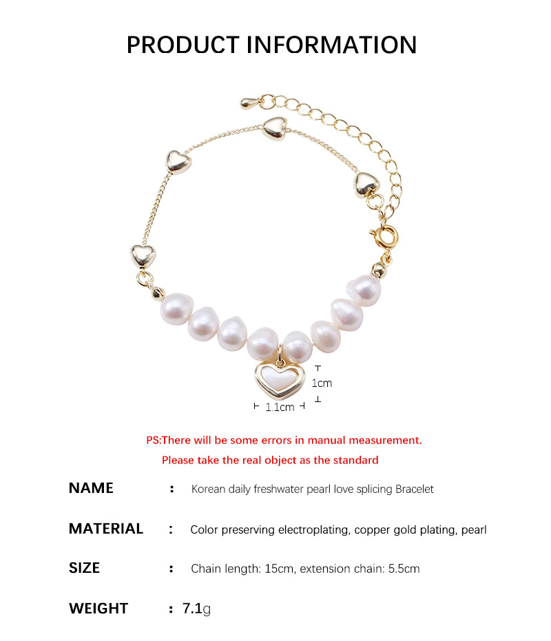 Fashion Heart Shape Pearl Bracelets 1 Piece display picture 1