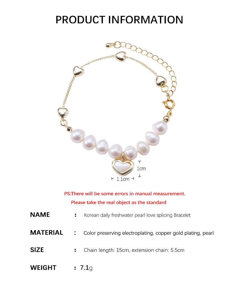 Fashion Heart Shape Pearl Bracelets 1 Piece
