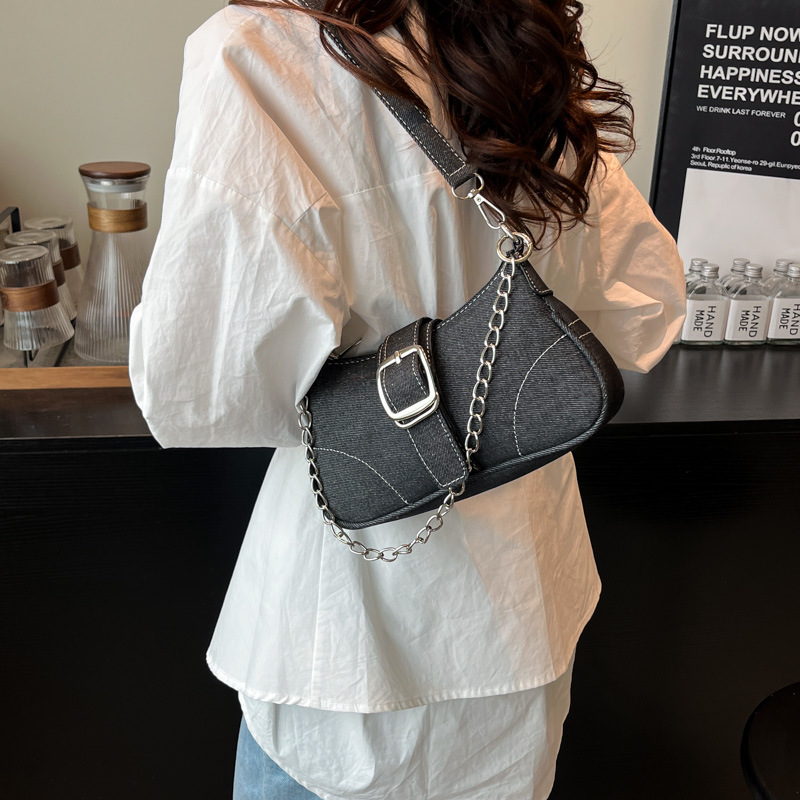 Borsa a tracolla piccola in denim di alta qualità da donna, nuovo modello primavera 2025, stile europeo-americano, borsa a spalla e a tracolla alla moda._voghion.com
