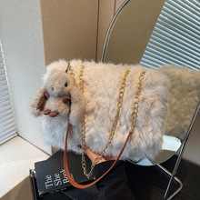 时尚毛毛简约链条包2026新款简约气质单肩包韩版大容量手提托特包