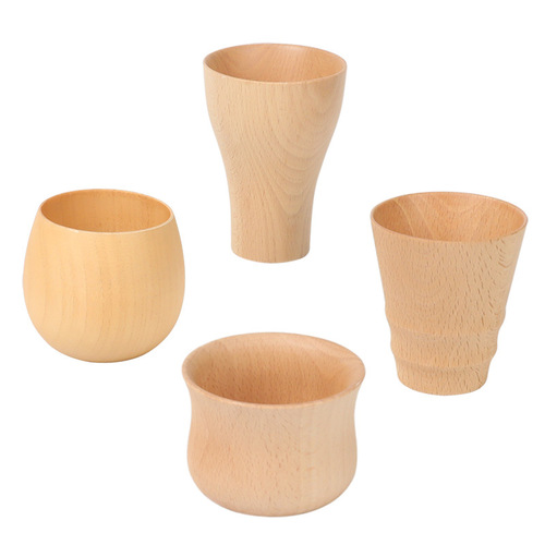 Factory household milk handle coffee cup wooden insulated drinking water cup simple Japanese style water cup