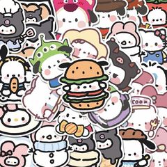 107张卡通绘画三丽鸥贴纸可爱小兔少女心搞怪贴画装饰手机壳手账