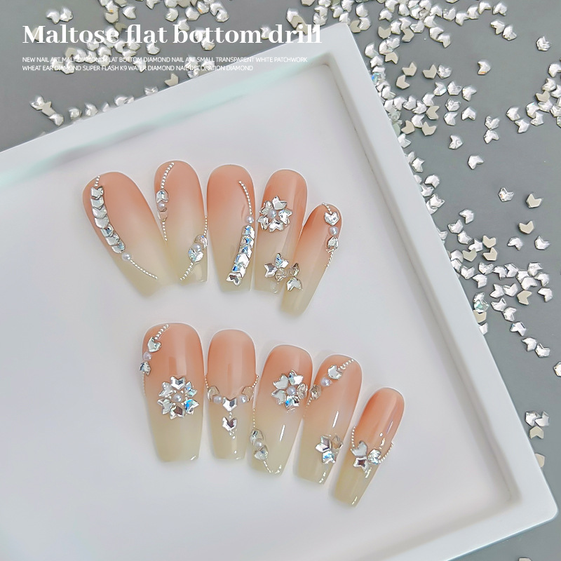 Nuevo taladro de malta de manicuras taladro de fondo plano taladro de manicuras pequeño taladro de trigo transparente K9 decoración de uñas de diamante al por mayor
