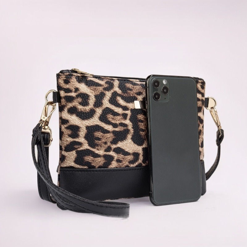 Bolso de mano con estampado de leopardo, clutch metálico, moda 2024, bolso pequeño económico al por mayor