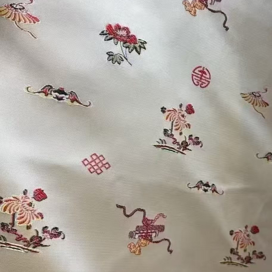 国风新中式范冰冰同款马甲布料吉祥如意织锦缎提花面料