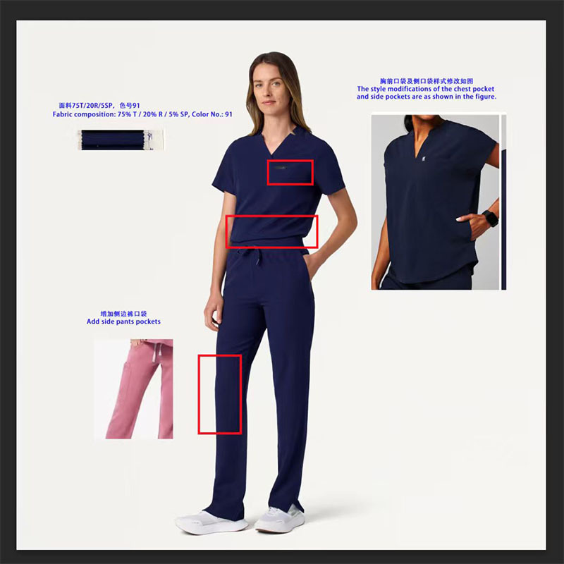 Nurse Uniform Women's Short-Sleeved Winter Short Split Suit Short-Sleeved Blue Hospital Nurse Work Clothes Customized