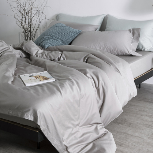 4TXN wholesale value-for-money 120-count thickened pure cotton high-count high-density solid color four-piece set of sheets and fitted sheets