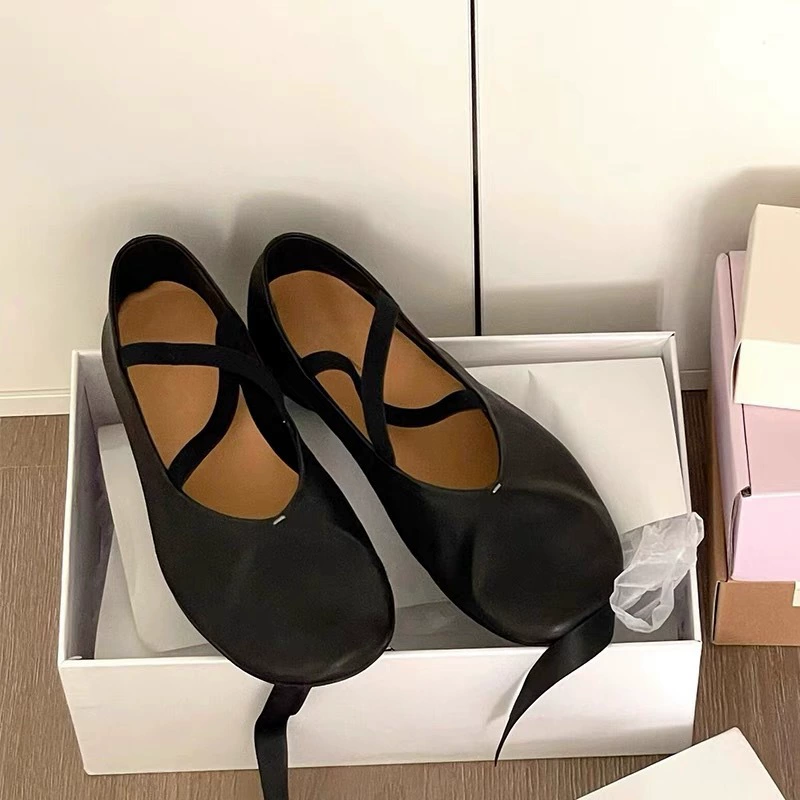 Коровья кожа версия ~ Кожаные нишевые кроссовки с круглой головой с плоской подошвной балериной обувь Мэри Джейн обувь женская осень одиночная обувь