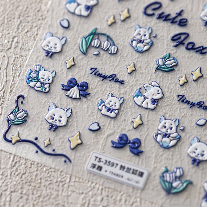 Iron new craft three-dimensional 5D nail sticker relief adhesive nail sticker nail TS-3597 Lily Fox