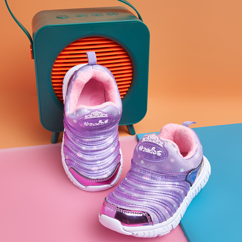 Zapatos deportivos de algodón de pelusa Xiaobo zapatos para bebés con suela suave antideslizante invierno zapatos para niños niñas niñas calentamiento orugas