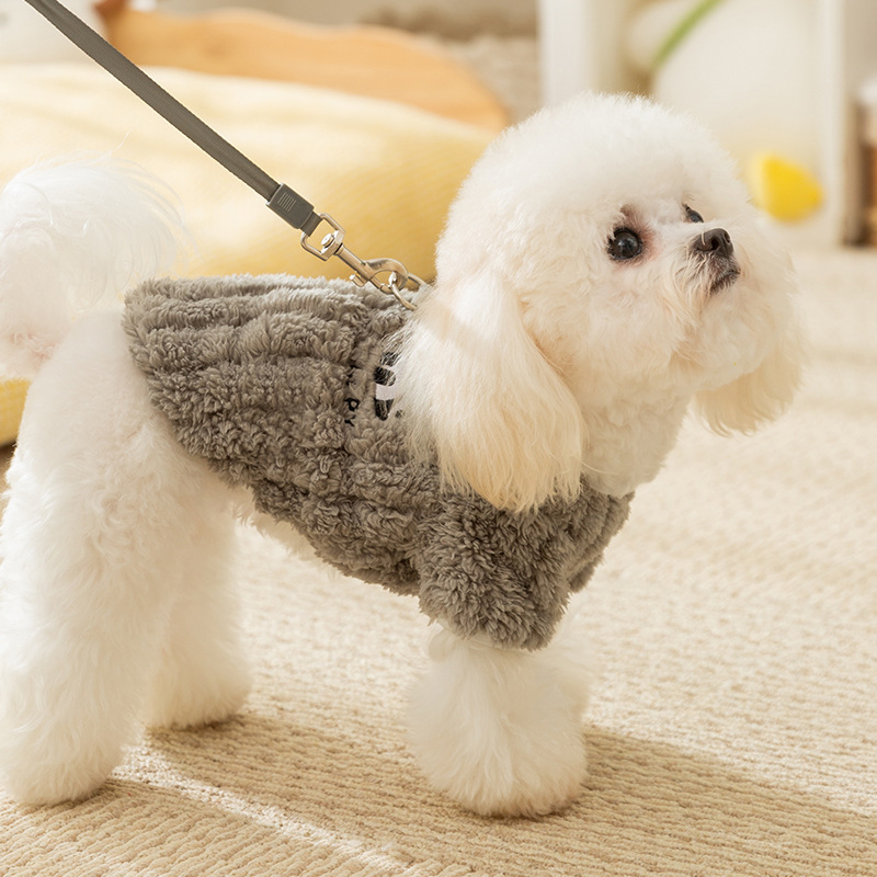 Color sólido simple tira de algodón comodín abrigo de lana pequeño perro gato dos patas de manga media ropa de perro mascota al por mayor