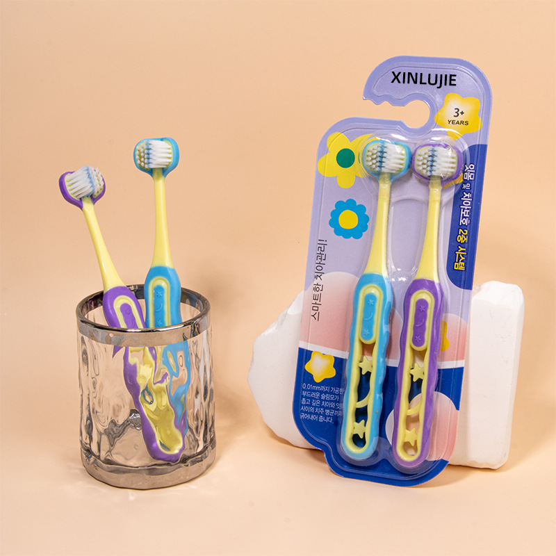 Three-sided Children's Toothbrush Wholesale Toddler Wrap-type Cleaning Soft Hair Advanced Household Children's Toothbrush 6 to 12 Years Old