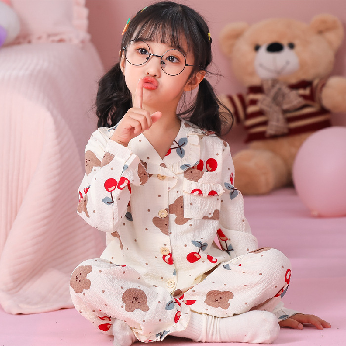 Pijama de niñas de manga larga primavera y otoño espuma ropa casual infantil princesa niña tesoro set de ropa para el hogar