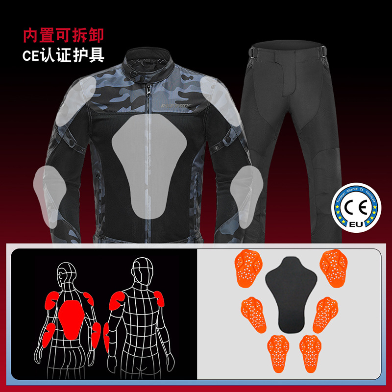 Ropa de ciclismo transpirable de verano, traje de carreras de manga larga de malla todoterreno de motocicleta, traje de tracción superior de motocicleta impermeable