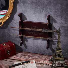 木制壁挂式权杖收纳架实木墙面台球棍整理架木质曲球棍置物架