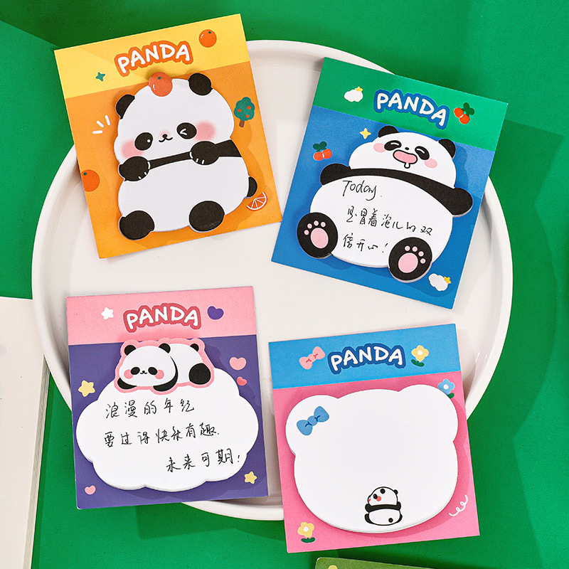 Cartoon panda sticky notes for students with high-looking special-shaped sticky notes that can be stuck n times on the notebook note book