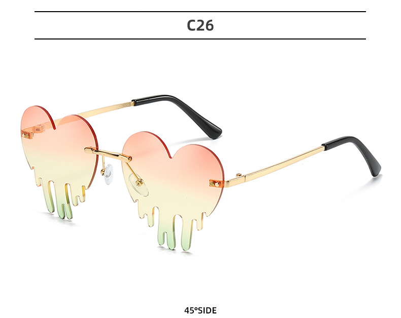 50g Weight Frameless Glasses Structure Sunglasses Classification PC, UV400 Protection Lens Material Special-Shaped Mirror Glasses Style Outdoor, Beach Occasion Heart Shape Pattern All Seasons Season Unisex Gender Novelty, Modern Style Style Novelty Modern Style Heart Shape PC UV400 Protection Special-Shaped Mirror Frameless Women's Sunglasses 19