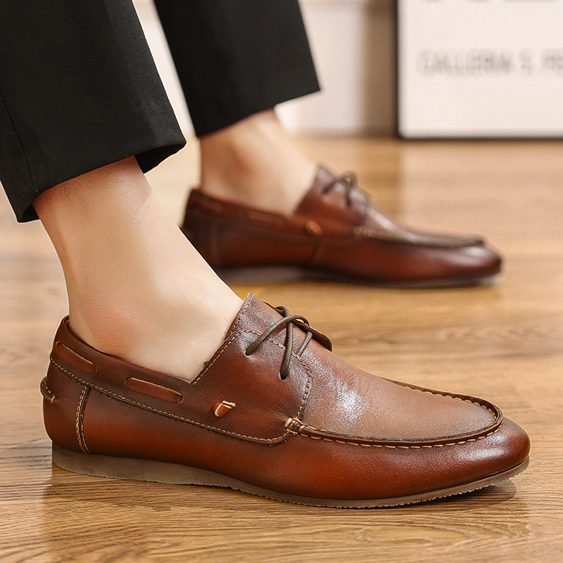 Leather Loafers For Men Breathable Formal Shoes Summer Style_voghion.com