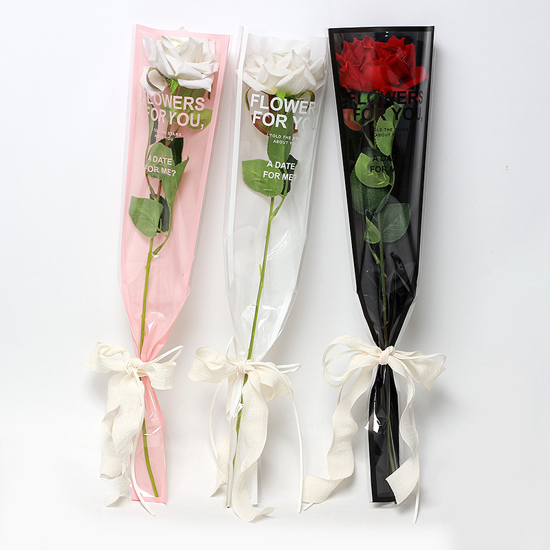 Brillante bolsa única inglés transparente Rosa OPP ramo de flores papel de embalaje material de embalaje de la flor material de la tienda de flores al por mayor