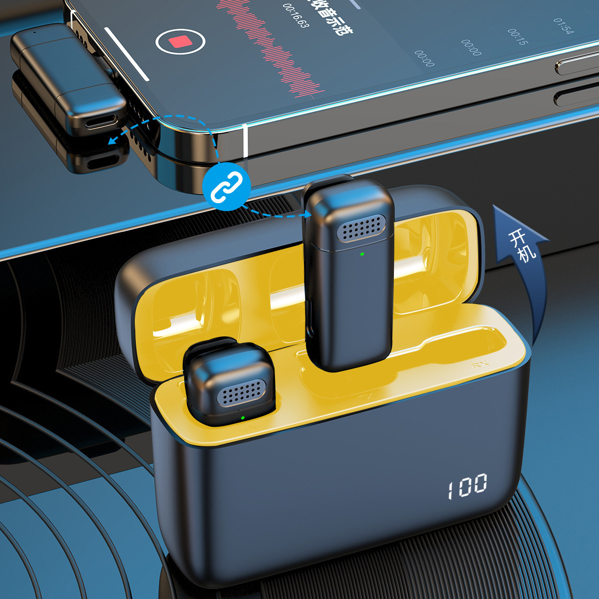 K6 micrófono inalámbrico de collar, explosión transfronteriza, un micrófono de arrastre y dos micrófonos, visualización digital al aire libre, micrófono de collar de reducción de ruido