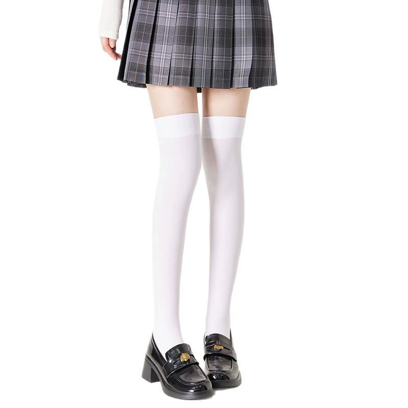 Black velvet silicone swan, non-slip thin tights, long knee socks, plus size, 70cm