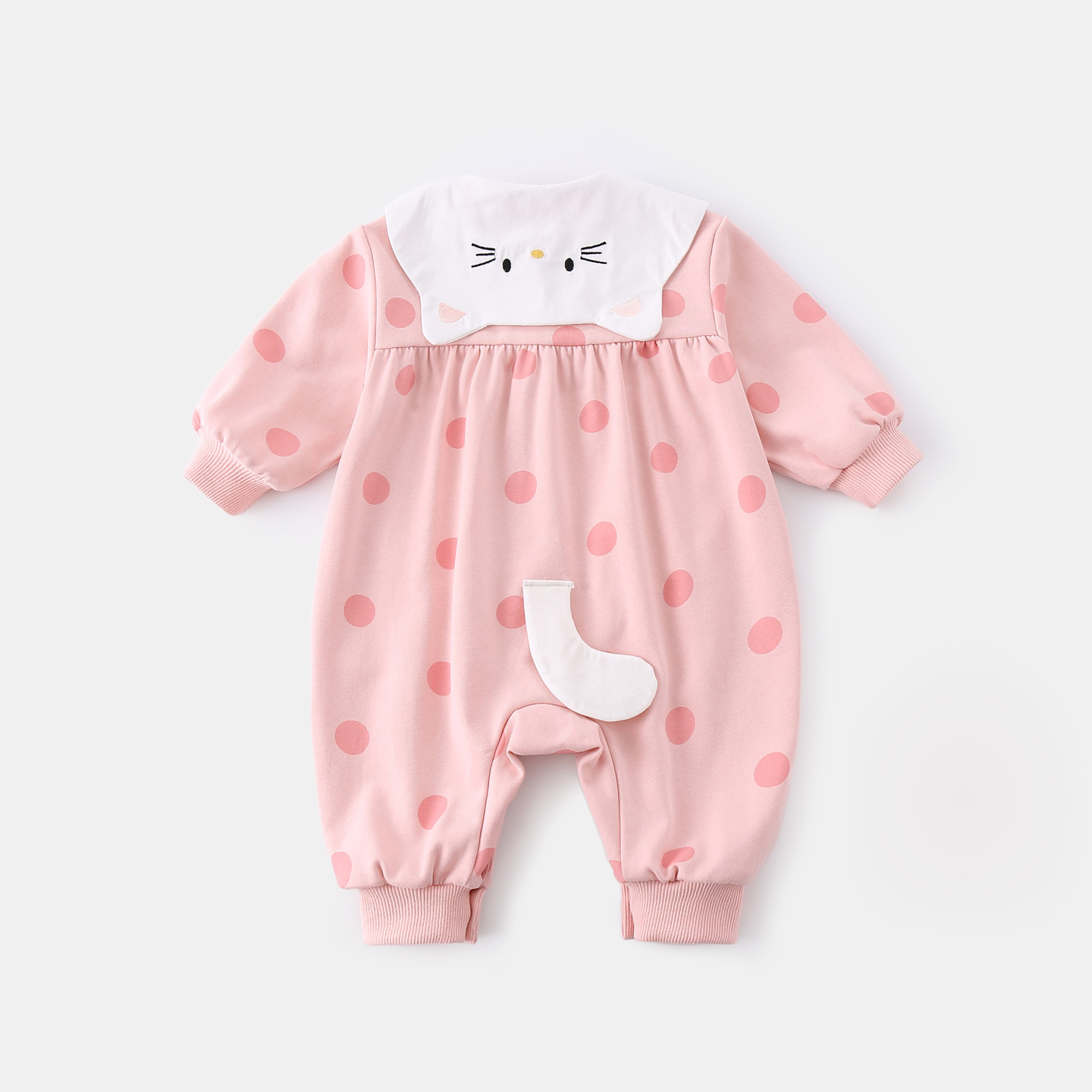 婴儿连体衣秋装衣服可爱猫咪新生宝宝披肩长袖爬服洋气外出服秋季