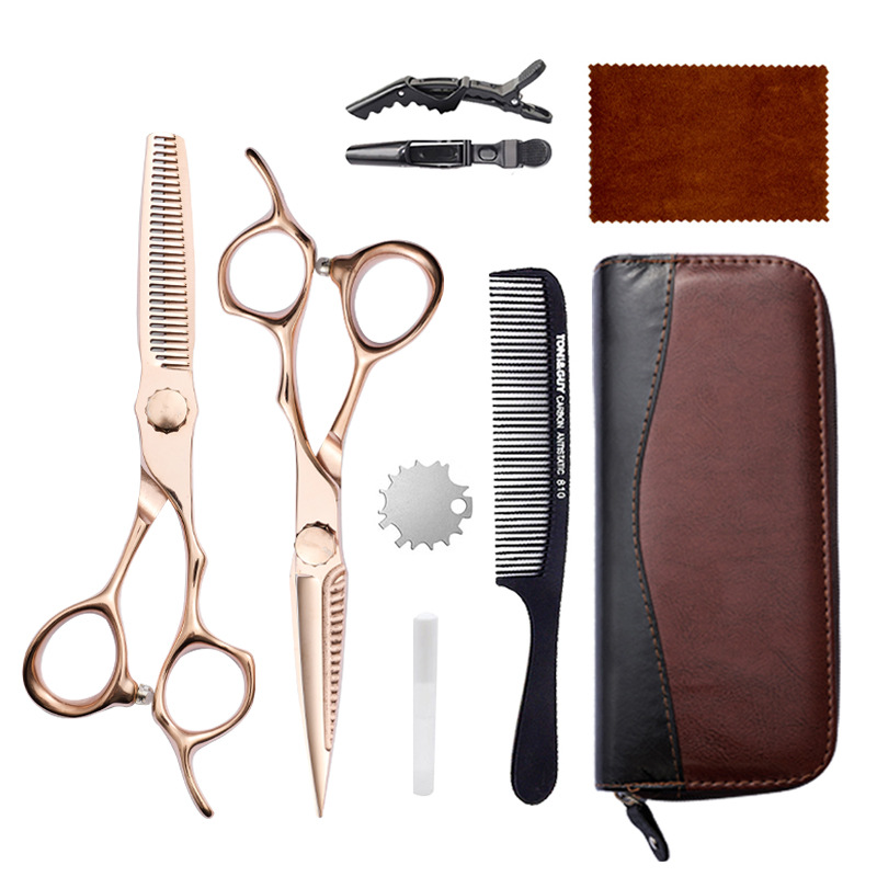 Juego de tijeras de peluquería de 6 pulgadas, acero inoxidable 440C, tijeras planas, tijeras de entresacar, herramienta para flequillo, tijeras de peluquería Amazon