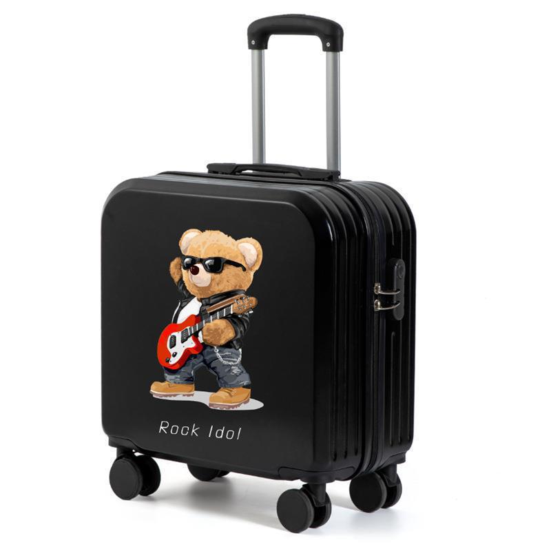 Lindo equipaje para niños de las mujeres de dibujos animados ligero trolley caso niño y madre embarque universal rueda 18 pulgadas maleta contraseña