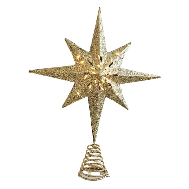 Navidad nuevo árbol de Navidad hierro pegajoso árbol Rosa Top estrella accesorios oro tridimensional hueco estrella de cinco puntas decoraciones
