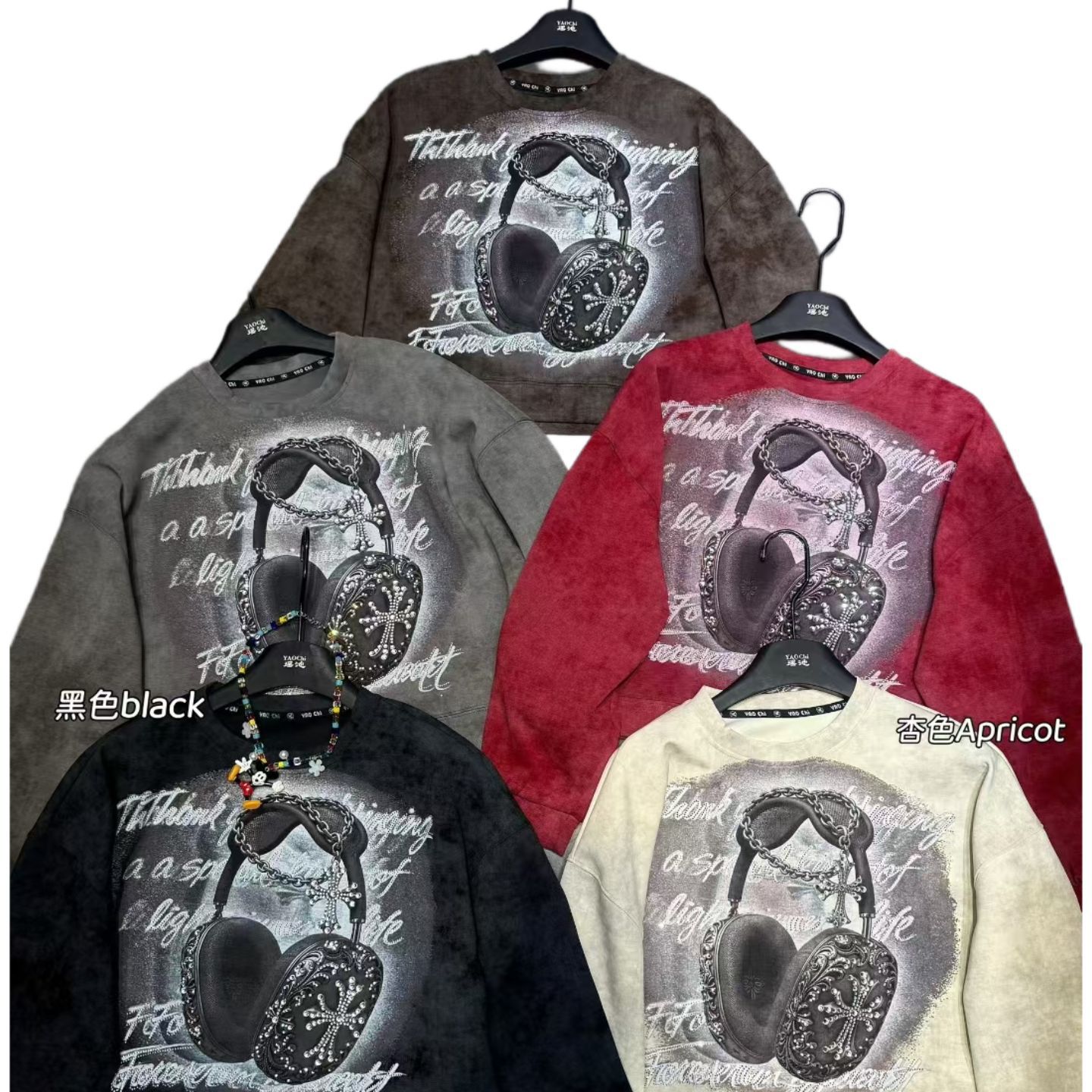 Camiseta de Manga Larga con Pedrería, Diseño Europeo, Resistente, para Mujer, Nueva Colección 2025, Popular, Cuello Redondo, Holgada e Informal