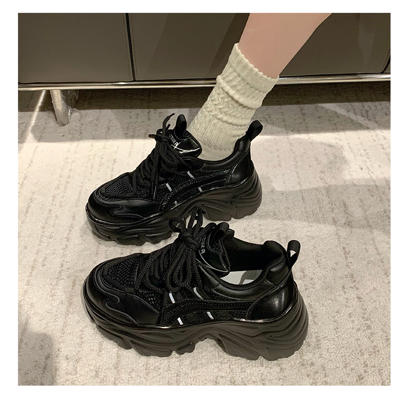 Scarpe da papà da donna 2024 nuova moda primaverile retrò piccole scarpe sportive con lacci alte con suola spessa_voghion.com