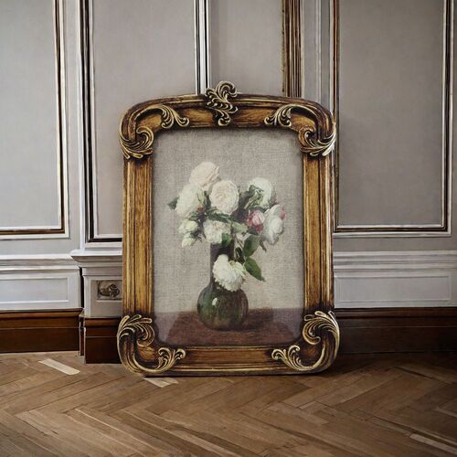 Directly supplied resin creative European retro French literary home decoration ornaments golden carved combination table photo frame