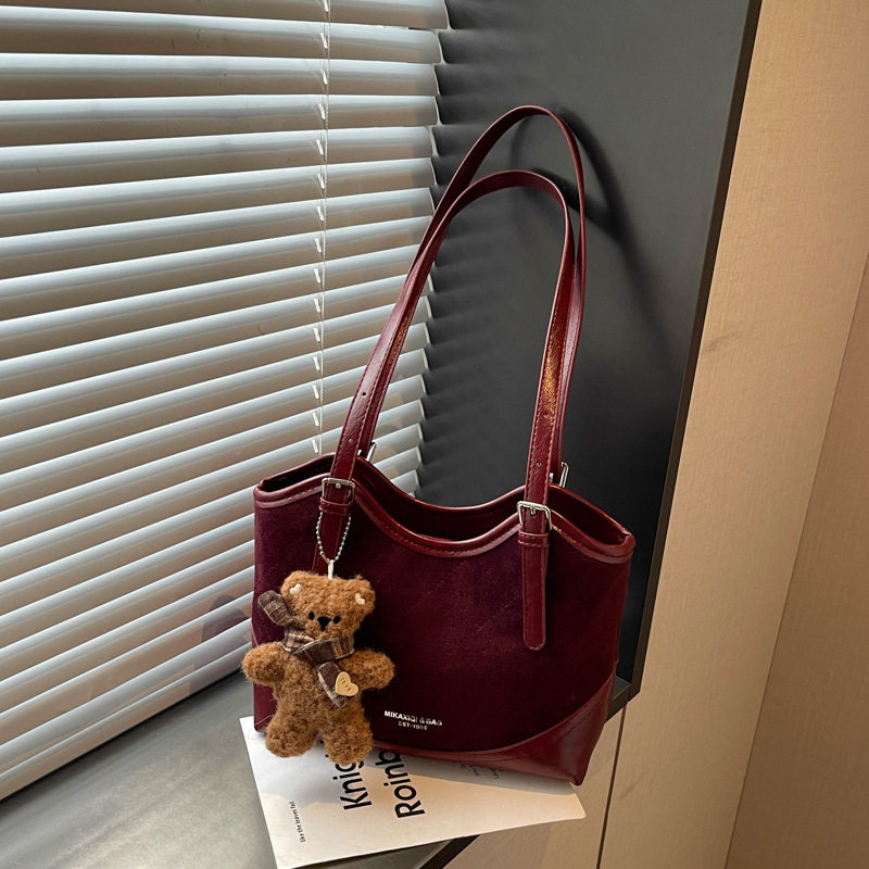Túi tote nữ cỡ lớn dáng shopping, đeo vai và kẹp nách, chất liệu PU mềm, phong cách hiện đại — Màu cà phê Không có mặt dây chuyền, Màu nâu không có mặt dây chuyền, Rượu đỏ không có mặt dây chuyền, Đen không có mặt dây chuyền chi tiết 15