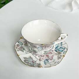 复古花卉创意陶瓷杯碟欧式茶具套装下午茶具咖啡具金边咖啡杯碟